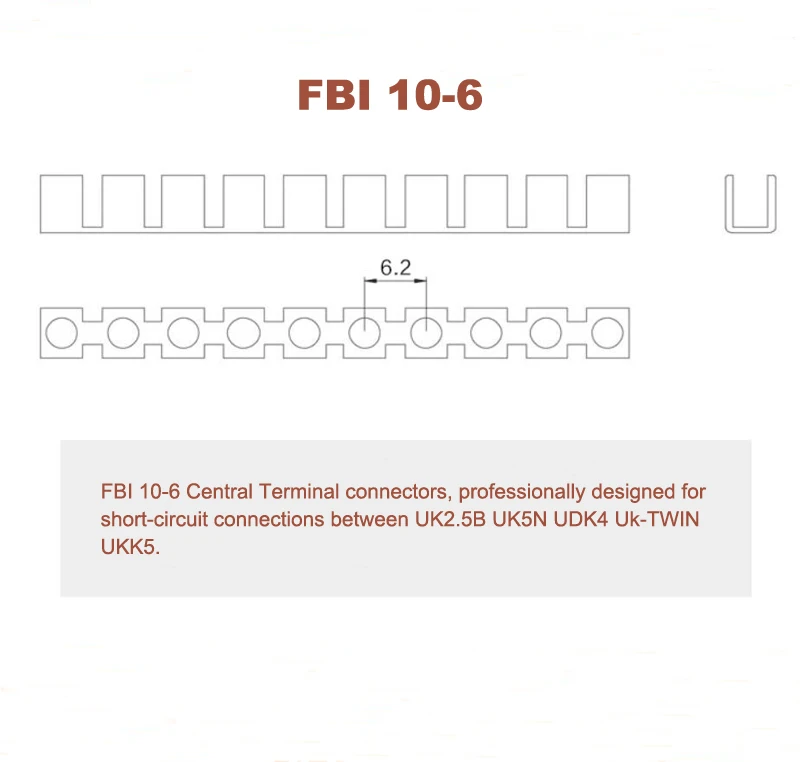 5/20 Stück Zentraler Verbinder Kurzschluss-Verbindungsleiste FBI10-5/6/8/10/12/15/URTKS für UK DIN-Schienen-Klemmenblock-Teile – Detail 4
