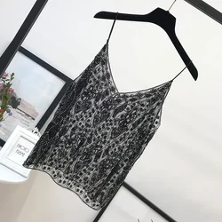 H80&S90 Summer Sexy Beading Sequins Camis Women Tops Fashion Solid Sleeveless V-Neck Female Tank Tops Loose Party Club Newest