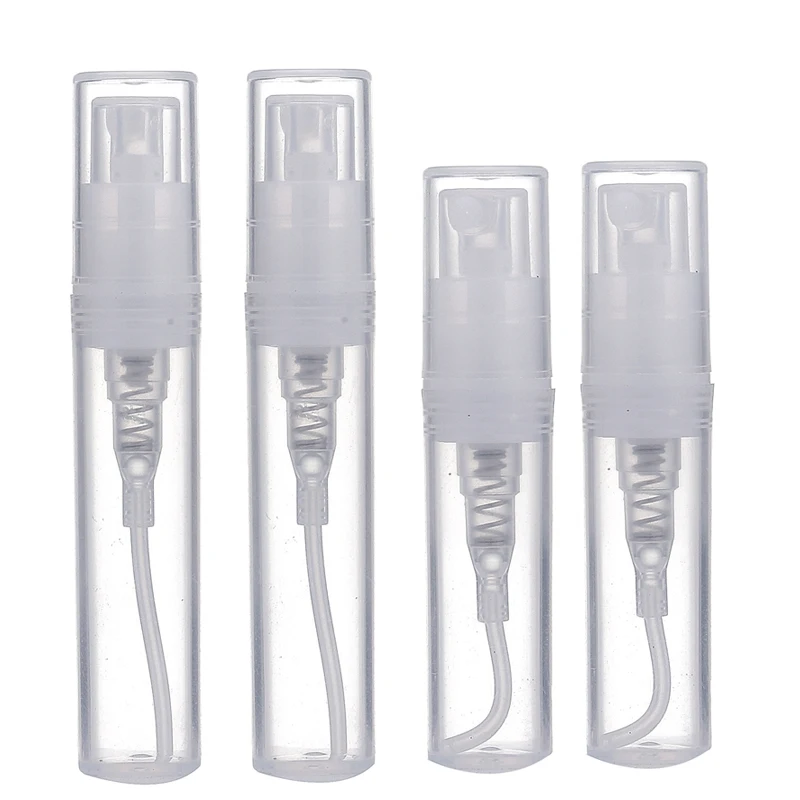 

500Pcs Transparent Plastic Spray Bottles 2ML 3ML Mini Refillable Essential Oil PET Vial Empty Small Cosmetic Containers