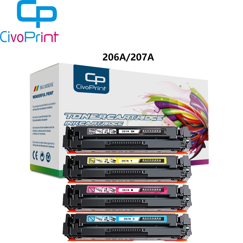 

4pcs 207A W2210X 207X Toner Cartridge compatible for HP Laserjet Pro M255 M255dw M255nw MFP M282nw M283fdw M283fdn with chip