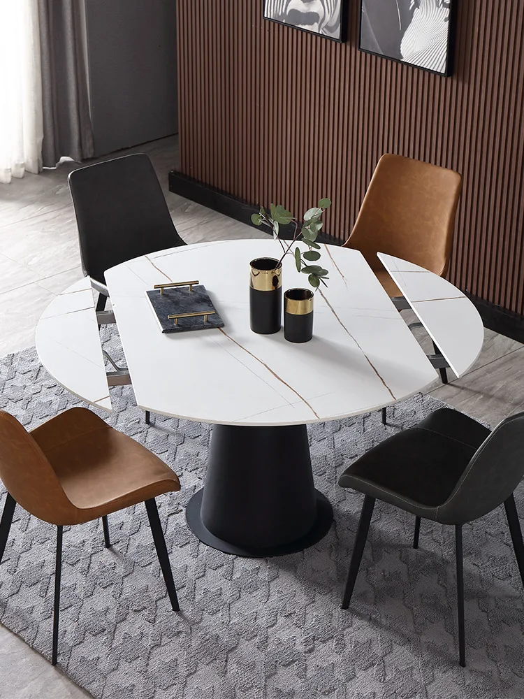 marble dining table imported rock plate folding round dining table multifunctional square and round dining table