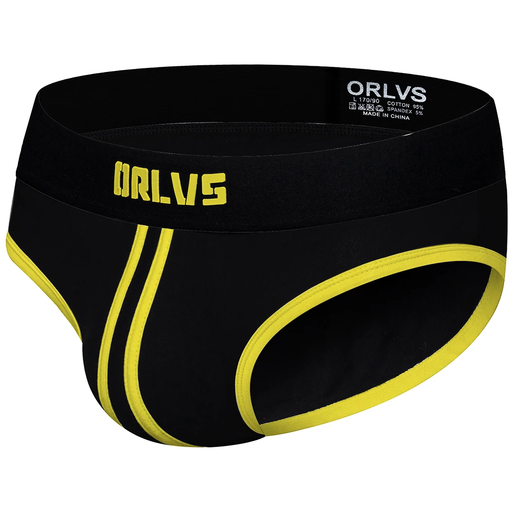 ORLVS Men\'s  Briefs Underwear Men Sexy Jockstrap Pouch Cuecas Man Cotton Panties Thongs Mesh Underpants Gay Slip Homme Srting