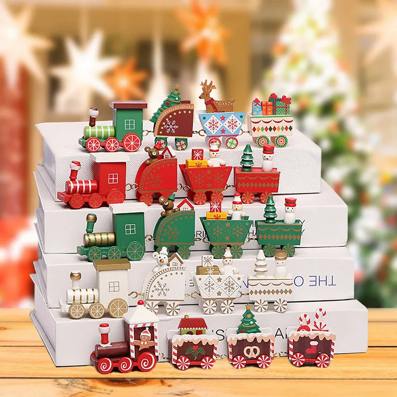 PAITMATE Treno di Natale in legno Decorazione di buon Natale per la casa Regali di Natale Navidad Deco Noel Cristmas Ornamento Capodanno 2023