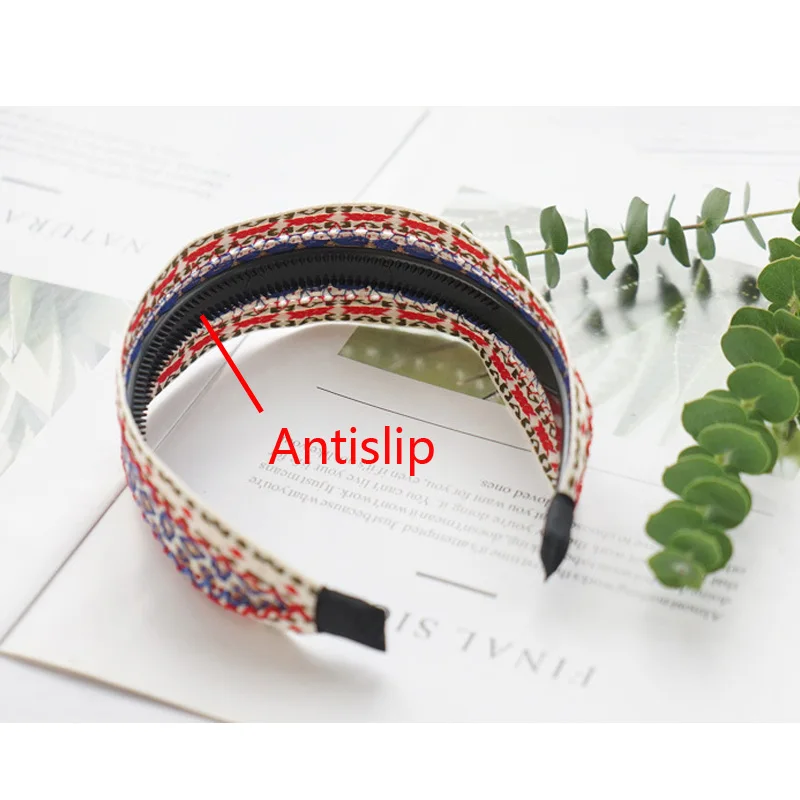 Embroidery Ethnic Retro Bohemian Braided Hairband Women Girls Hair Head Bands Headband Korea Hair Scrunchy Antislip Headdress