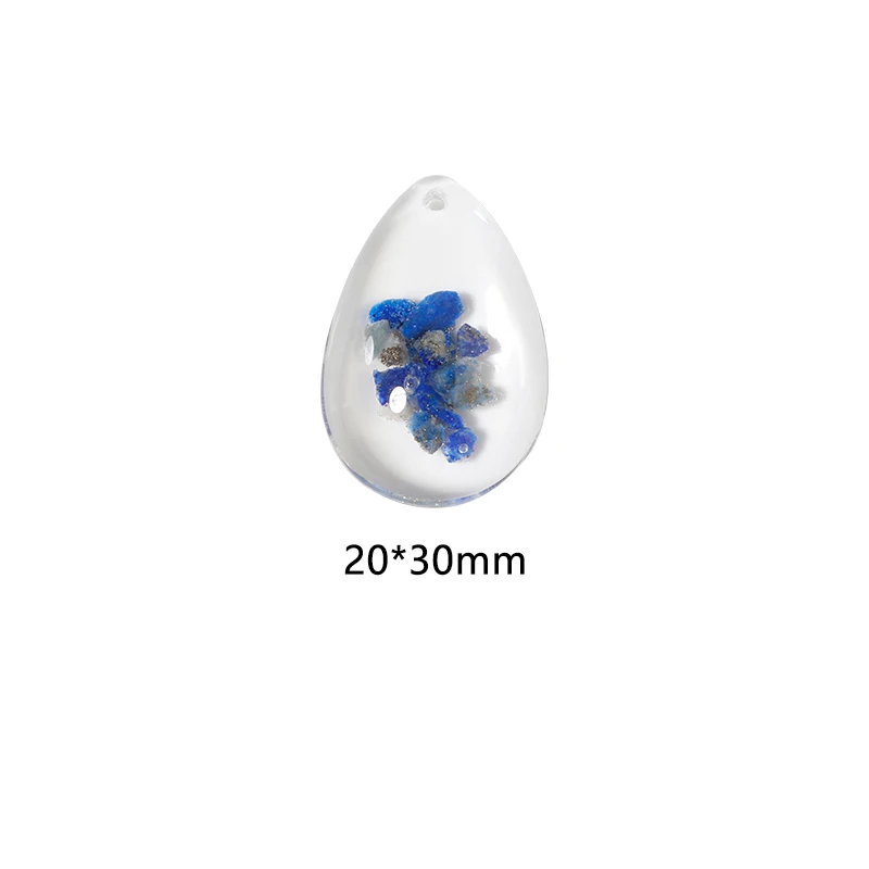 10pcs Transparent Inlay Dried Flowers Waterdropped with Hole Glass Cabochon Spacer For DIY Jewelry Making Pendant Accessories