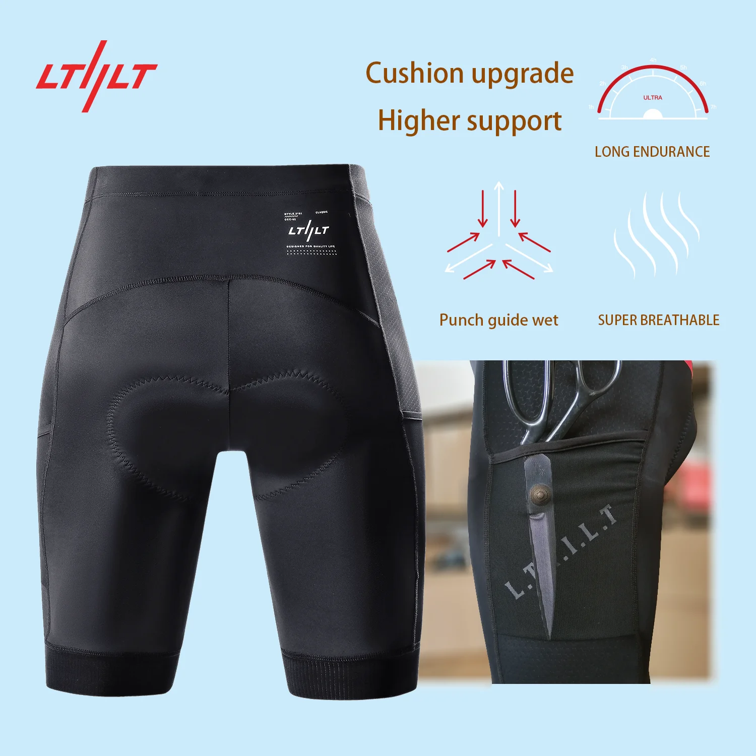 

LTIILT Summer New Men's Cycling Shorts Black with Pocket MTB Cushion Upgrade Gel Cycling Pants Man Bicycle Clothing Ciclismo