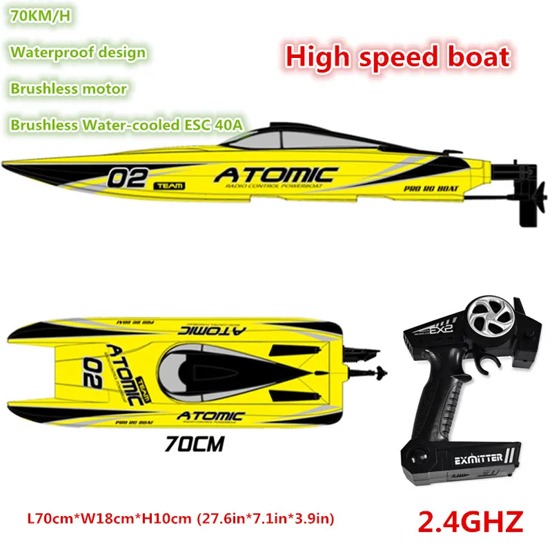 27.6 inch RC Boat 2.4Ghz 70km/h Brushless Motor  High Speed Racing Boat Model Remote Control Speedboat Control Distance 400m