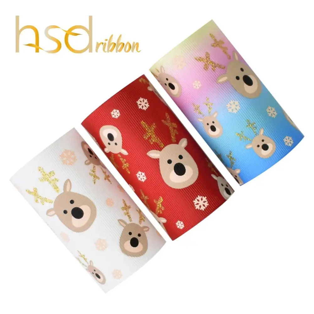 

HSDRibbon custom HSD-Design 75MM 3inch XMS series ink and glitter Printed on Grosgrain Ribbon