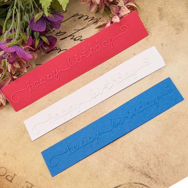 Lychee Life Happy Birthday Plastic Embossing Folder Stencils For Card Scrapbooking Photo Album Paper Making Handmade Craft