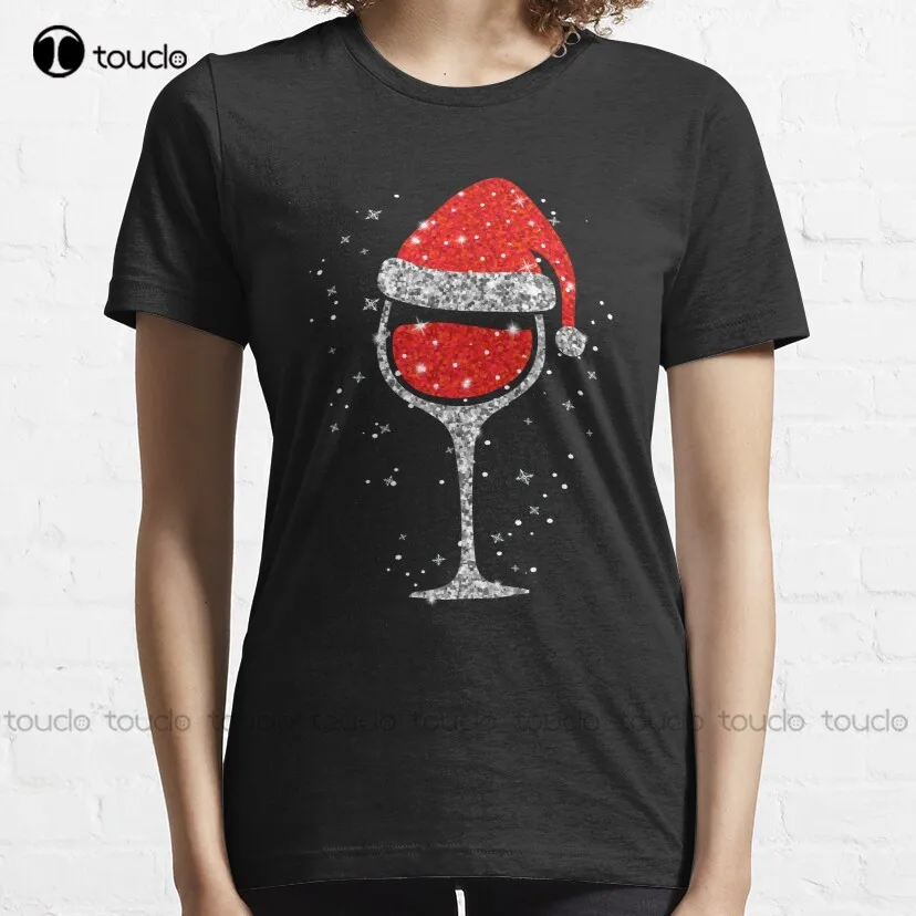 Christmas Wine Glass Snowflakes Santa Hat Red Wine Classic T-Shirt Women Tshirts Loose Fit Custom Aldult Teen Unisex Xs-5Xl New