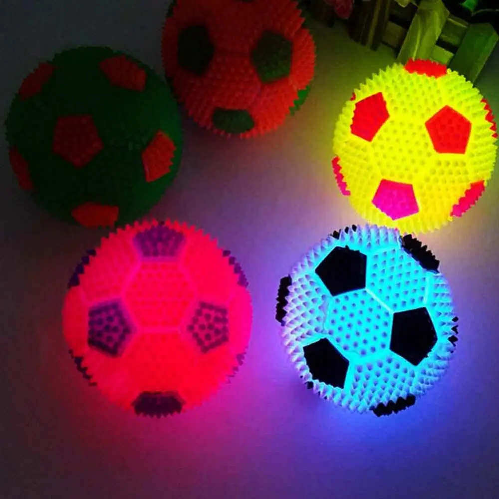 TPR LED Ball Toy Kids Flashing Light Bouncy Ball Flashing Soccer Glowing Squeaky Sound Toys  Festive Party Supplies