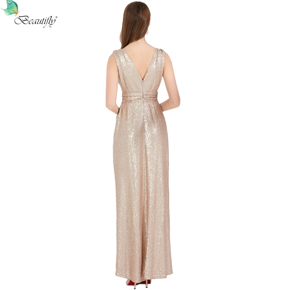 YIDINGZS Women 2021 New Off Shoulder Party Bodycon Maxi Dress Elegant V Neck Gold Sequin Evening Dress