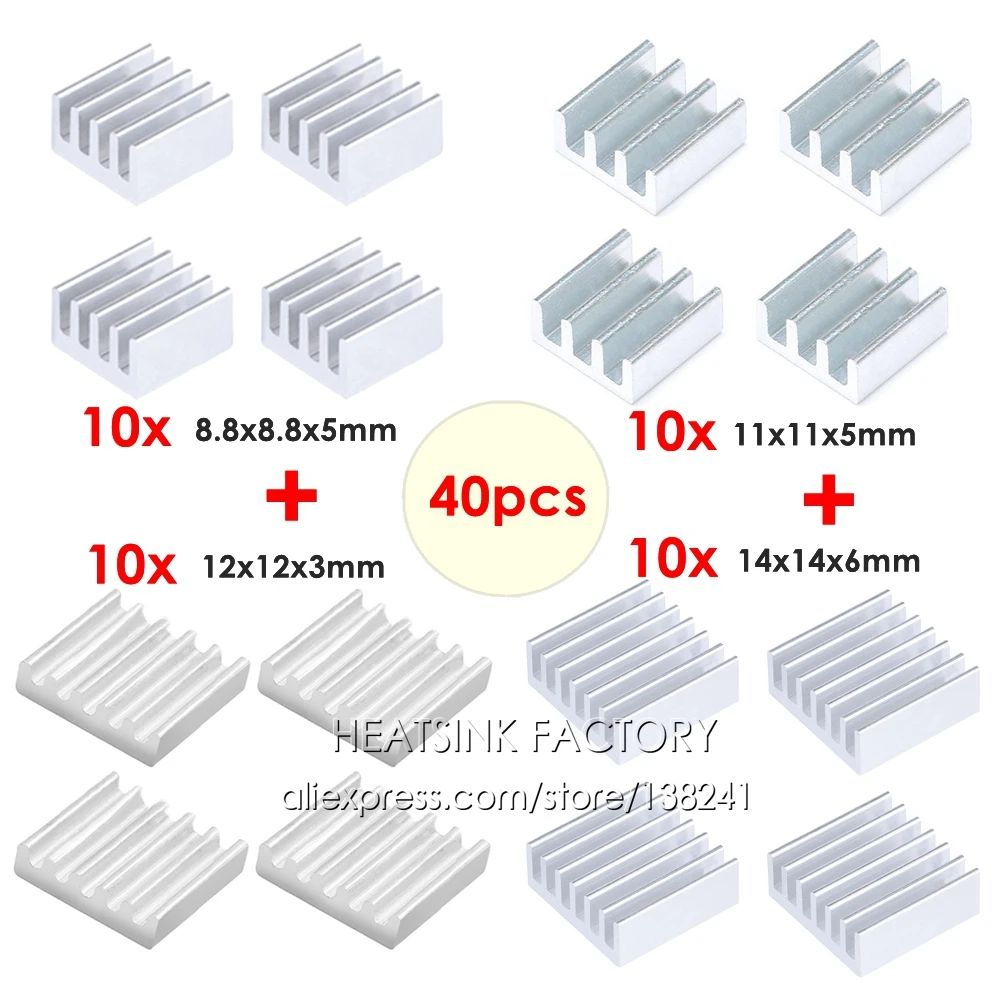 

Various Size Aluminum Heatsink Radiator Heat Sink Cooler For Chip IC 3D Printer Raspberry Pi With Thermal Conductive Pad