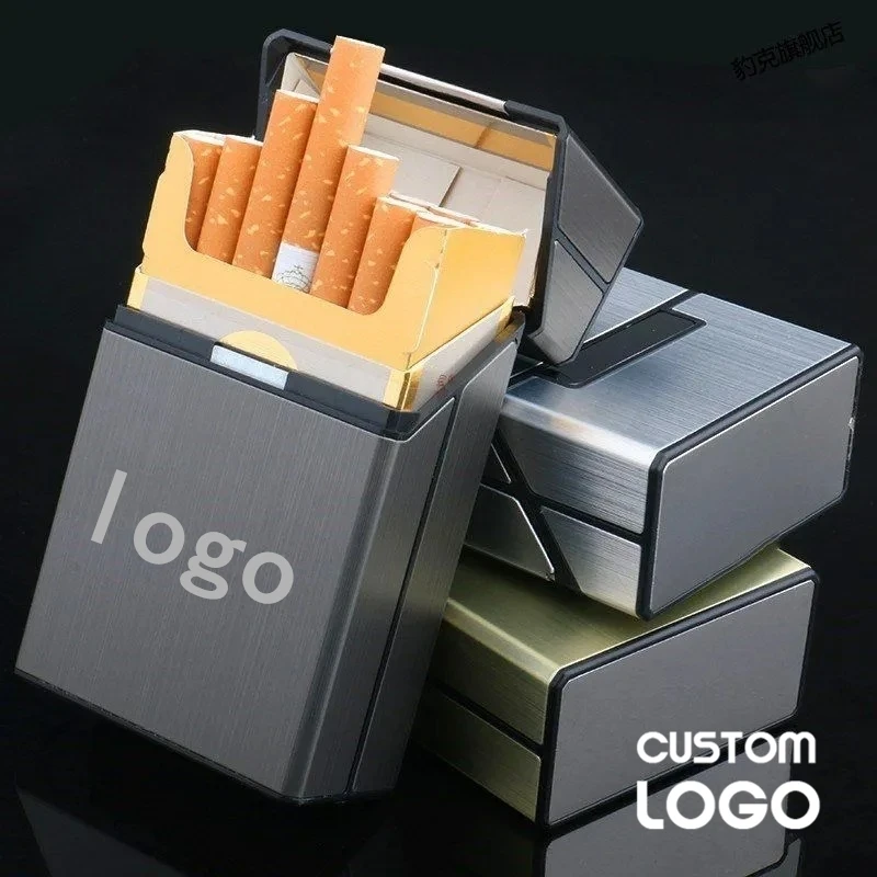 Alumínio Alloy Custom Logo Cigarette Case, caixa de cigarro portátil, armazenamento de tabaco, criatividade Presente, cigarro Acessórios