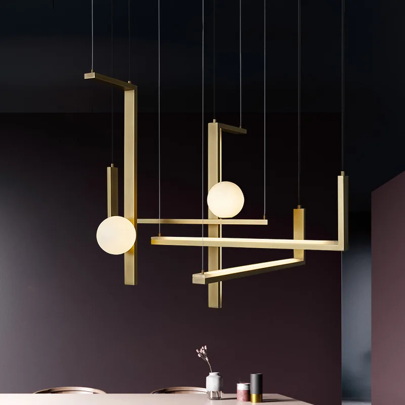 Postmodern glass ball pendant light Creative LED minimalist pendant light For Living Room E14 Hardware Designer office light
