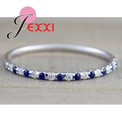 Anillo de dedo de cristal brillante redondo de Plata de Ley 925 autÃĐntica para mujer, accesorios de fiesta, joyerÃa fina