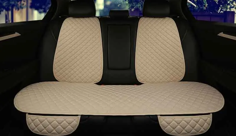 Beige Car Seat Cover With Backrest Protector Flax Front Back Rear Back Seat Cushion Pad for Auto Interior Truck Suv or Van