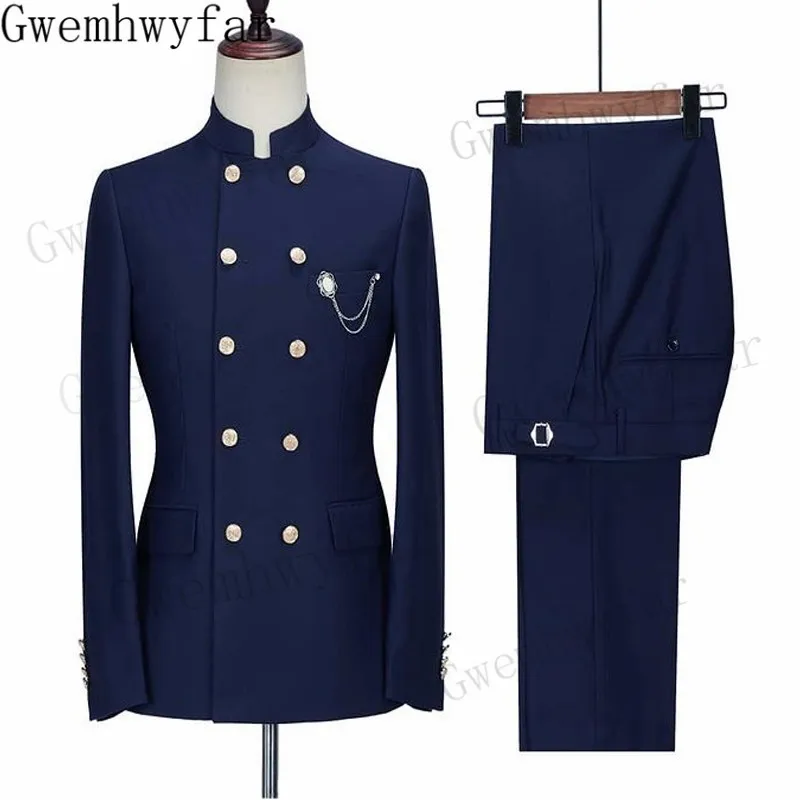 Gwenhwyfar Fashion Men Suits 2 Pieces Business Suit Blazer Groomsmen Formal Wedding Formal Party Suits ( Jacket+ Pants）