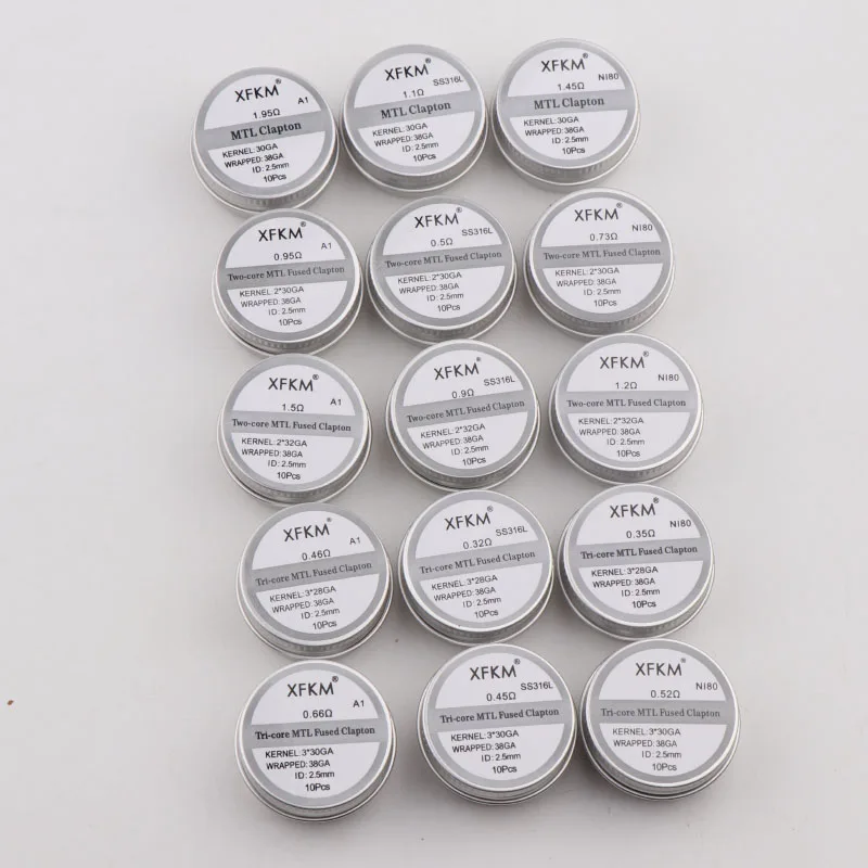 Nuovo XFKM 10 pz/scatola NI80/A1/SS316L MTL Clapton bobine prefabbricate Premade bobina per MTL RDA RTA RBA Mod riscaldamento filo