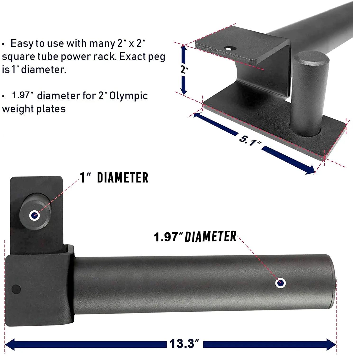 Weight Plates Holder Attachment, Weight Plate Storage, Power Rack Attachment, – fit 2