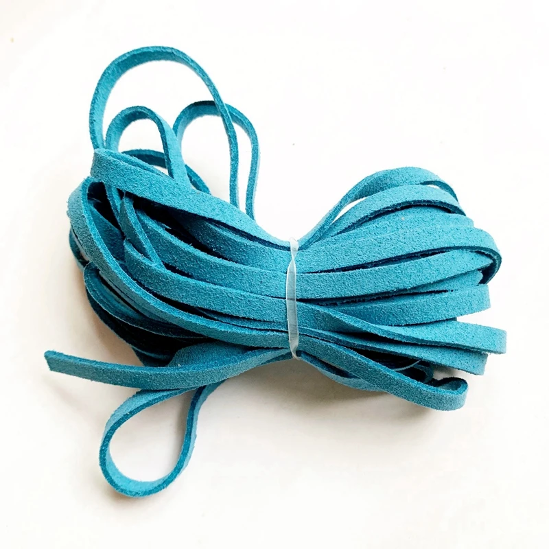 Blue Flat Faux Suede Korean Velvet Leather Cord 5mm String Rope Thread Lace DIY Jewelry Making Findings Components 5 Meters