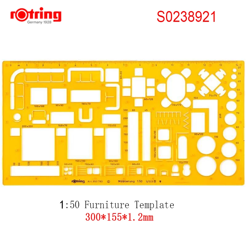 Rotring-Plantilla de muebles 1:50/1:100, herramientas de dibujo, 1 pieza