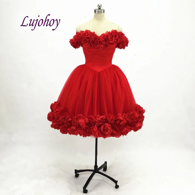 Red Short Cocktail Dress Party Plus Size Little Ladies Girl Women Flowers Homecoming Prom Graduation Semi Formal Dress