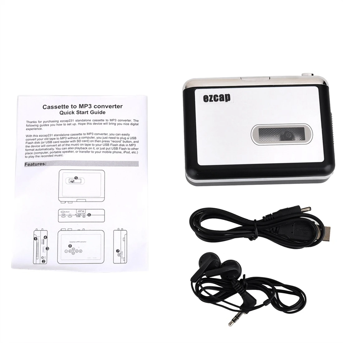 USB Cassette Tape Music Audio Player to MP3 Converter USB Cassette Player Capture Recorder to USB Flash Drive