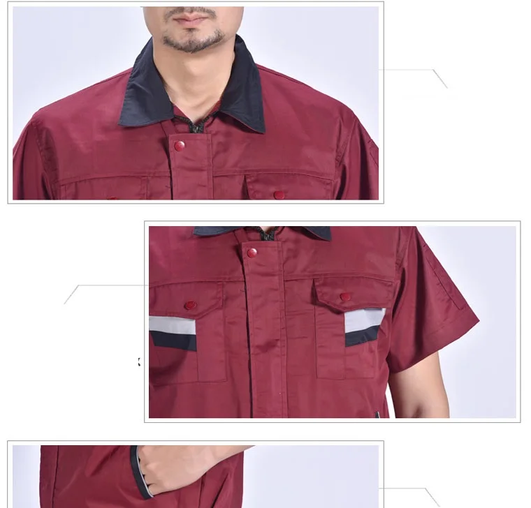 Conjunto de ropa de trabajo para hombres, uniformes de taller de fábrica, bata de manga corta fina, envío gratis, reparación de automóviles, resistente al desgaste, Verano