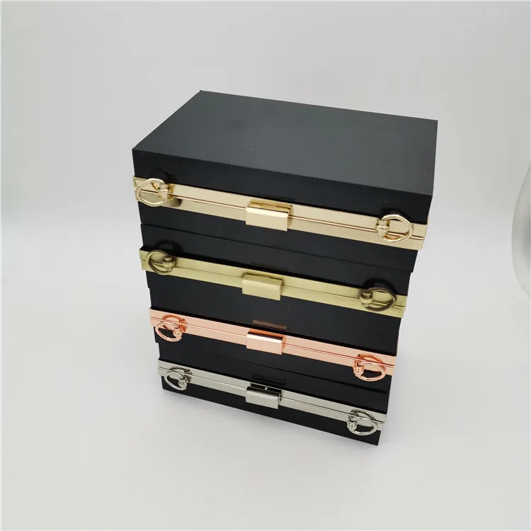 18X11 cm retangle shape four colors metal purse frame with black plastic box clutches diy handbag accessories frame handles