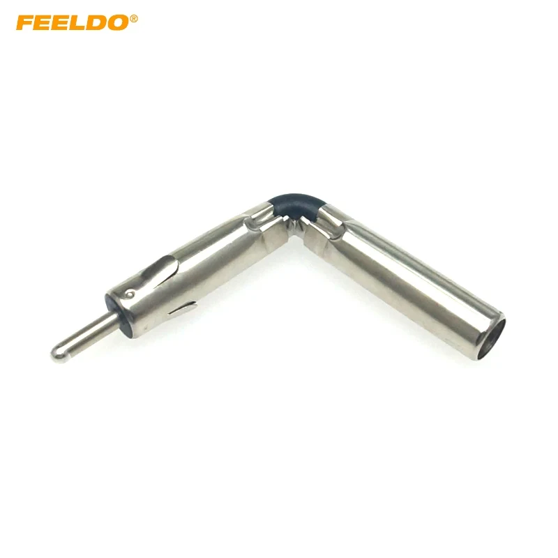 FEELDO 1PC Car Auto Radio AM/FM Stereo Iso Male Plug To Din Aerial Antenna Mast Adapter Square Bend Radio Connector #FD6222