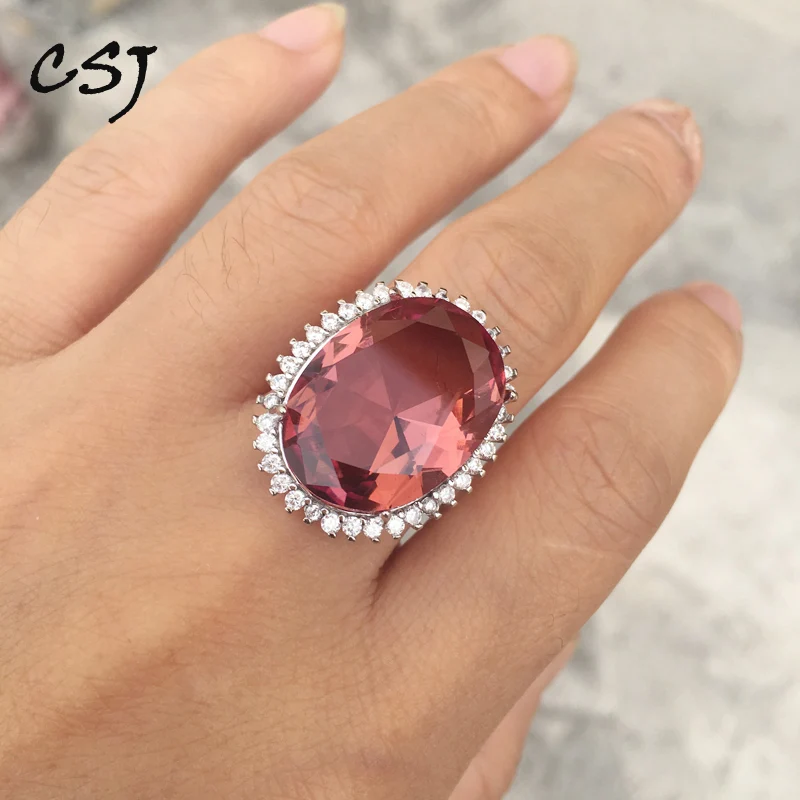 CSJ Big Stone Luxury Created Diaspore Zultanite Rings 925 Sterling Silver 15*20mm 16.5ct Fine Jewelry Women Lady Engagment Party