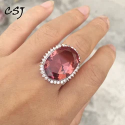 CSJ Big Stone Luxury Created Diaspore Zultanite Rings 925 Sterling Silver 15*20mm 16.5ct Fine Jewelry Women Lady Engagment Party