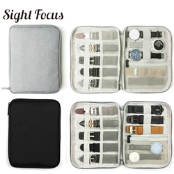 Multifunction Portable Watch Strap Organizer Watch Band Box Storage Bag Watchband Holder Watch Travel Case Pouch Gray Black