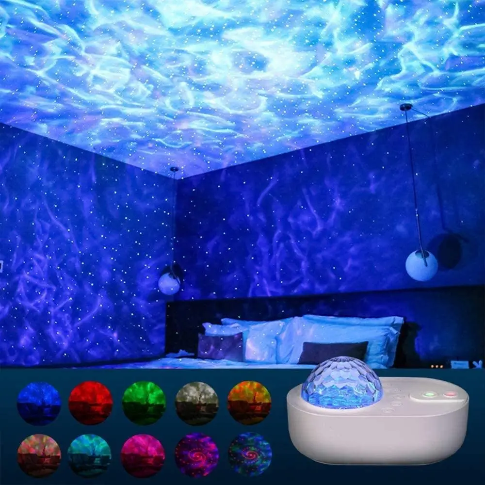 Starry Sky Projector Night Light Spaceship Galaxy LED Projection Lamp w/ Bluetooth Speaker Remote Control For Kids Bedroom Decor