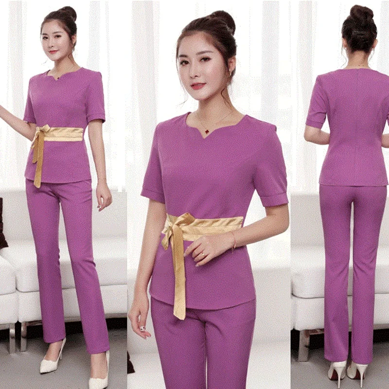 

Spa Uniform For Beauty Salon For The Cosmetologist Thai Massage Smocks Work Beauty Uniforms Foot Bath Technician Costume DD2625