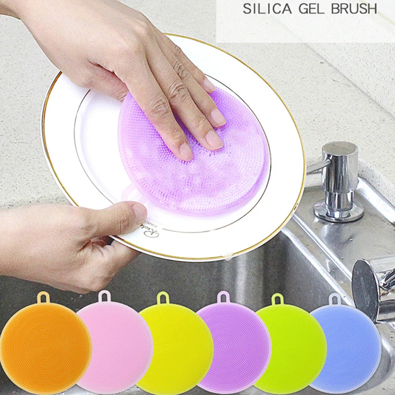 

Silicone Cleaning Brush for Kitchen, Dishwashing Sponge, Fruit and Vegetable Cutlery, Pot Pan Sponge, Scouring