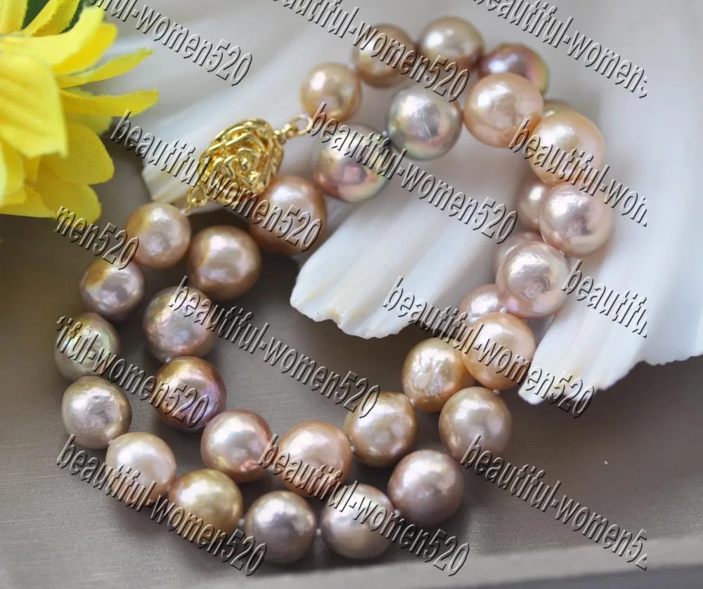 

MCT·STAR Z11173 Glare 17" 14mm Round Peacock Lavender Pink Edison KESHI Pearl Necklace Choker