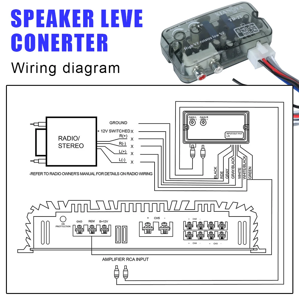 Convertitore 12V per auto Audio Stereo altoparlante livello adattatore RCA uscita VF alta a bassa accessori automobilistici Cartronics universale