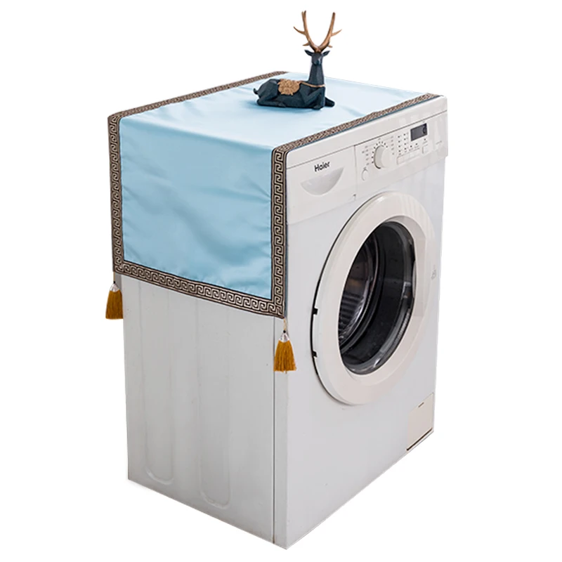 Custom Luxury Solid Silk Satin Washing Machine Dust Cover Chinese Style Fridge Microwave oven Dustproof Cover Cloth