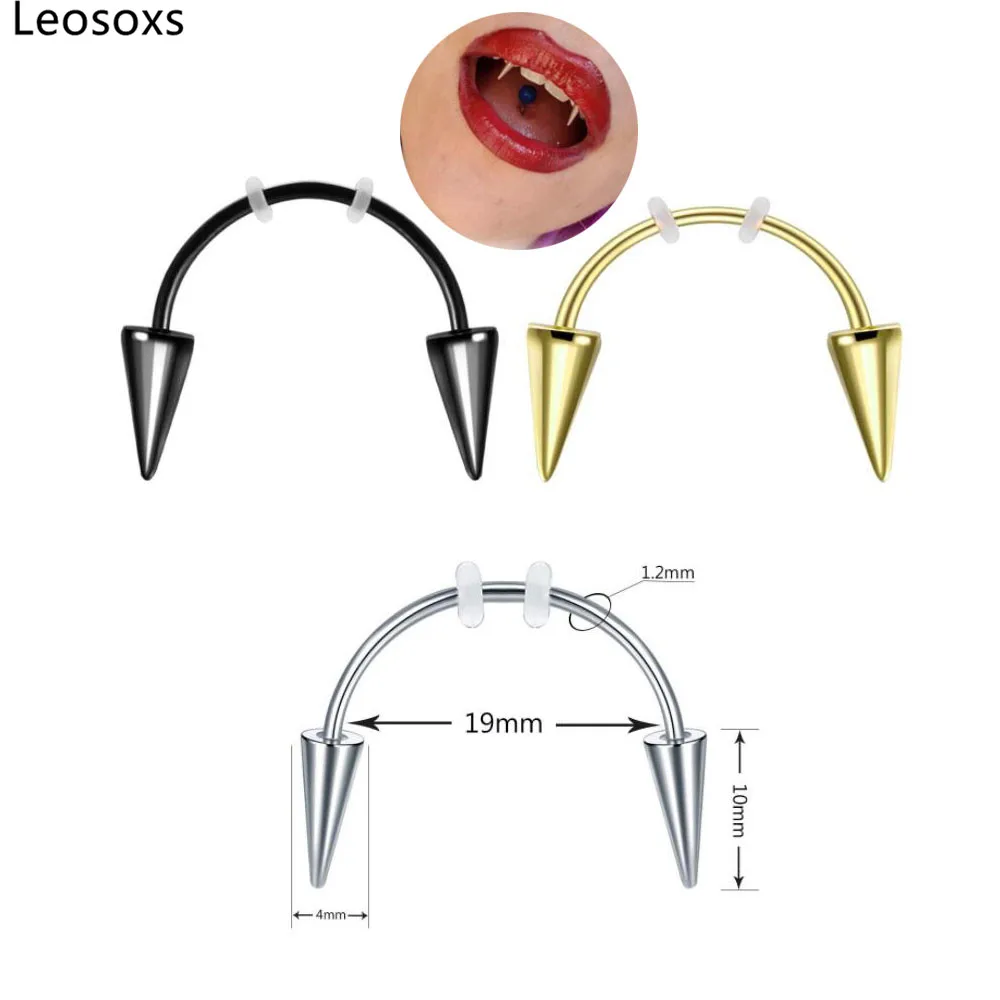 Leosoxs-Piercing de dientes de Metal de acero inoxidable para labio, 1 ud., Dracula, demonio, succión de sangre, joyería de moda, novedad de 2021