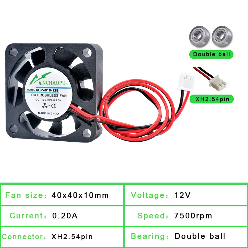 ACP4010 4cm 40mm fan 40x40x10mm DC5V 12V 24V Small cooling fan for 3D printer with North and South Bridge heat sink