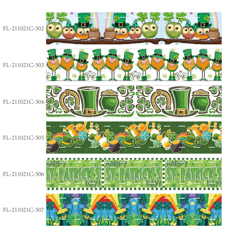 Newest 22mm 25mm owl shamrock printed St. patrick ribbon, 5/8