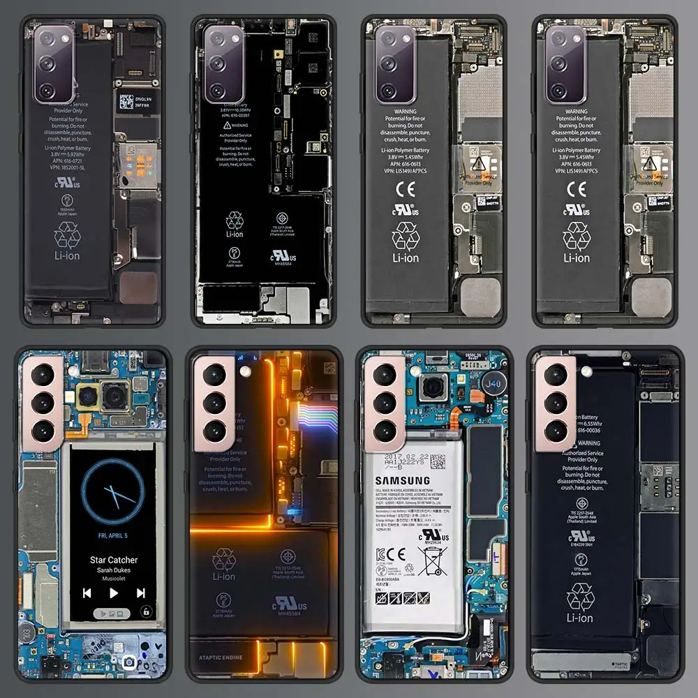 

Чехол материнской платы для Samsung Galaxy S22 5G S21 Ultra S20 FE S10 S9 Plus S10E S8, мягкий силиконовый черный чехол для телефона