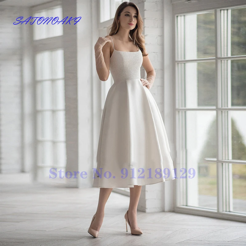 

Vestidos De Novia Simple A Line Short Wedding Dress Tea Length Sweetheart White Ivory Elegant Bridal Gowns Robe De Mariée 2024