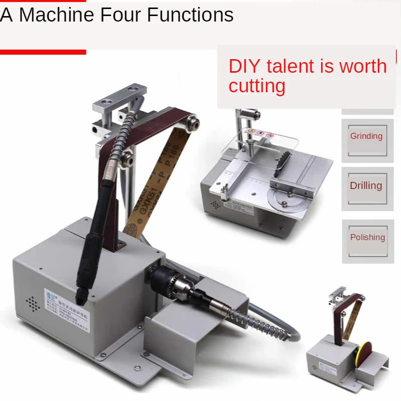 Mini sega da tavolo levigatrice a nastro smerigliatrice lavorazione del legno fatta a mano lucidatura rettifica levigatrice sega da taglio con adattatore di alimentazione