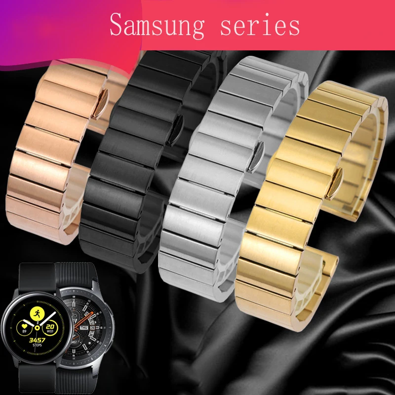 

Stainless Steel Strap Replacement Samsung Galaxy Watch3 Active2 Gear S2 S3 Sport Watch Chain 20 22mm Black Silver Golden