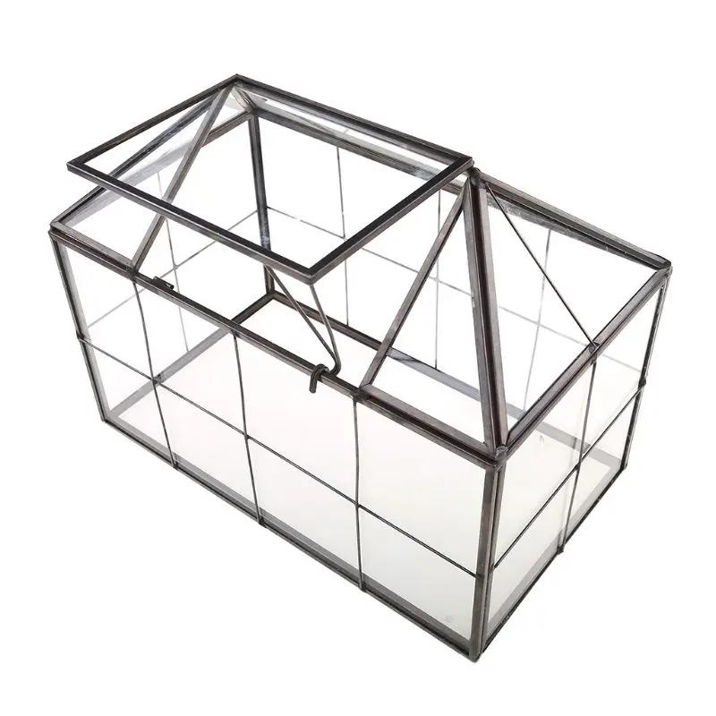 

New Glass Terrarium Jewelry Box Clear Glass Box Geometrical Box ,House Shape Close Glass Geometric Terrarium Tabletop Succulent