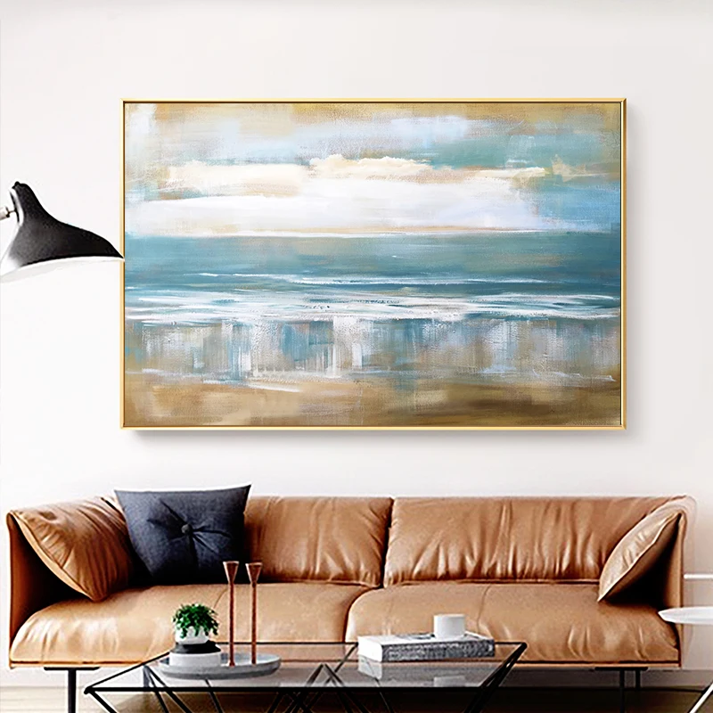 Art July Modern Minimalist Hand-painted Oil Painting Sky Beach Decoration Painting Living Room Restaurant Abstract Painting