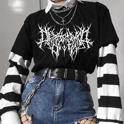 Women's Oversized Short Sleeve T-Shirt, Punk Black Graphic Tee, Kpop, Harajuku Streetwear, Female T Shirt, Hip Hop, Gothic, Dark